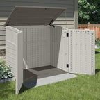 Suncast 3 Pack 34 Cu Ft Capacity Horizontal Outdoor Storage Shed for Garbage Cans, Garden Accessories, Backyard, and Patio Use, Vanilla