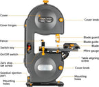hoteche 7-1/2-inch band saw, 3-amp, max cutting depth shown in use