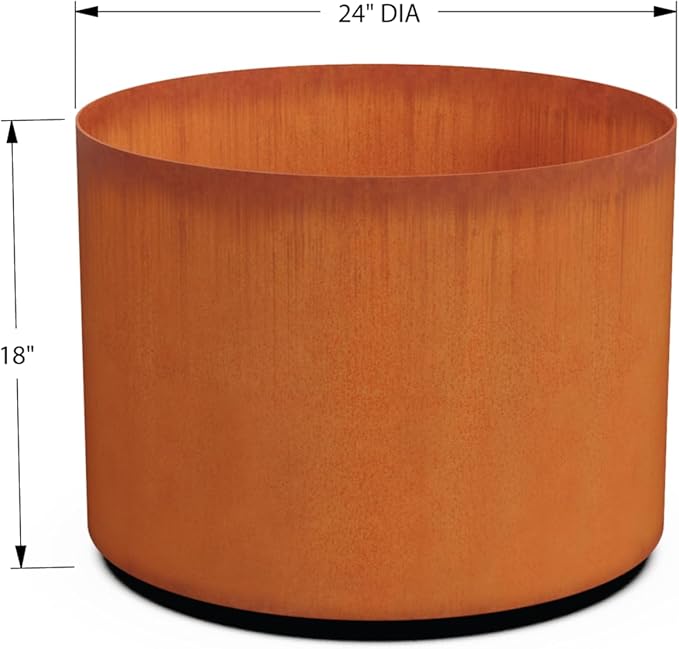 PLANTERCRAFT Corten Steel Metal Planter Box, Round Sizes, Modern Garden Steel planters for Commercial and Residential Outdoor Use.