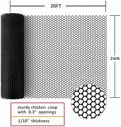 upgraded plastic chicken wire fence mesh(24inx20ft) - black/green/white, close-up detail