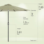 Tempera Patio Market Outdoor Table Umbrella with Auto Tilt and Crank, Large Sun Umbrella with Sturdy Pole & Fade Resistant Canopy, Easy to Set
