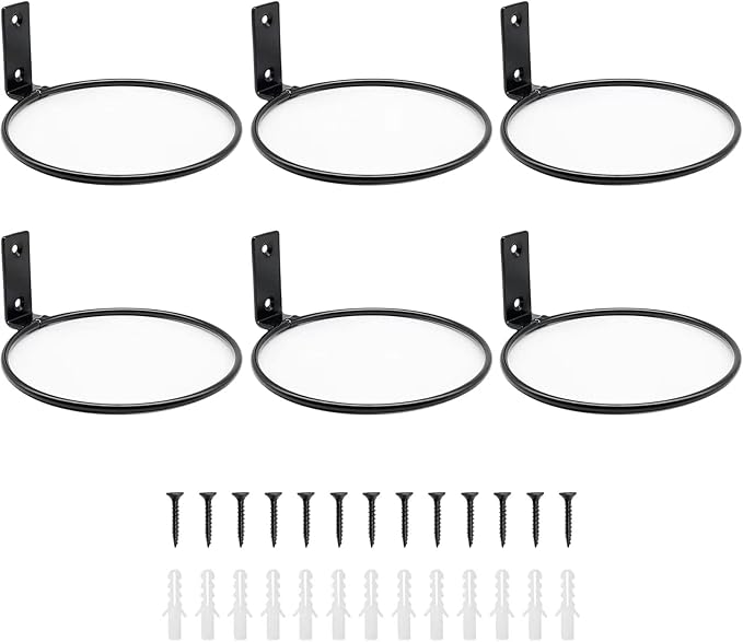 6 Pack 8 Inch Wall Flower Pot Holder Ring Plant Hanger, Metal Planter Hooks Wall Mounted Bracket Heavy Duty for Outdoor Indoor