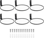 6 Pack 4 Inch Wall Flower Pot Holder Ring Plant Hanger, Metal Planter Hooks Wall Mounted Bracket Heavy Duty for Outdoor Indoor