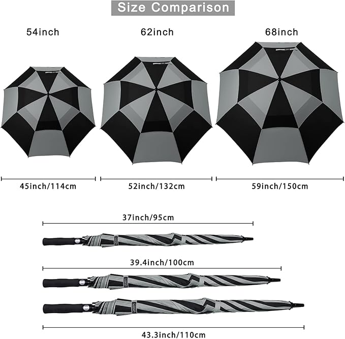 G4Free 47/54/62/68/72 Inch Automatic Open Golf Umbrella Oversize Extra Large Double Canopy Vented Windproof Waterproof Stick Umbrellas