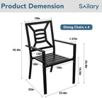 Patio Dining Chairs Set of 4, Stackable Outdoor Metal Chairs