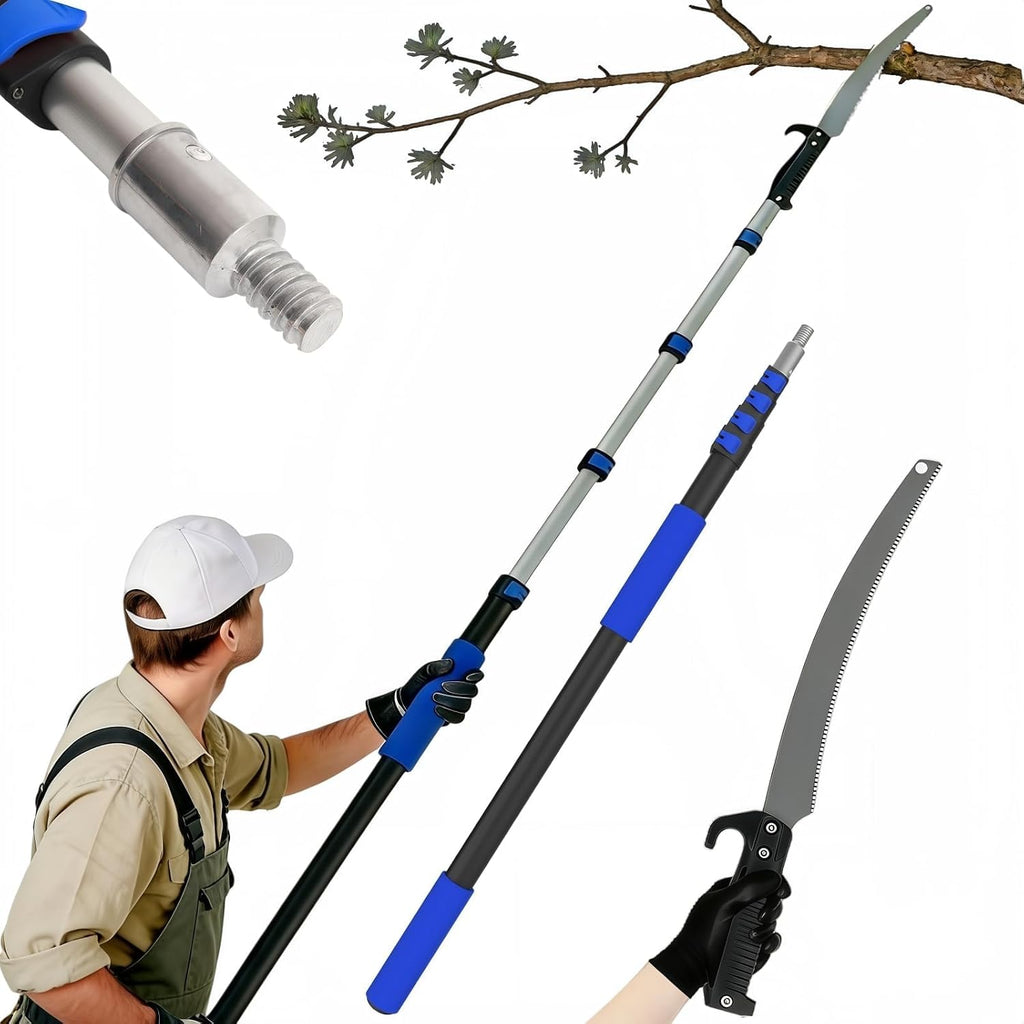 18FT Reach Manual Pole Saws for Tree Trimming with 3-12FT Telescoping Extension Pole, Anti-slip Handle, Manual Pruning Pole Saw with 19" 3X Detachable Saw for Forestry, Yard, Garden, Patios