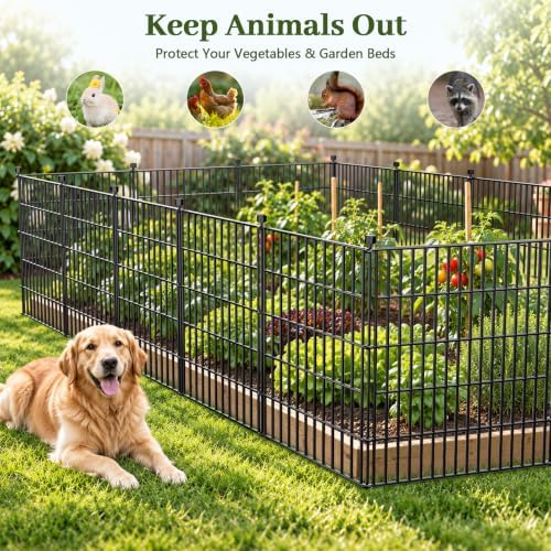 no dig garden fence outdoor for yard, 32in, close-up detail