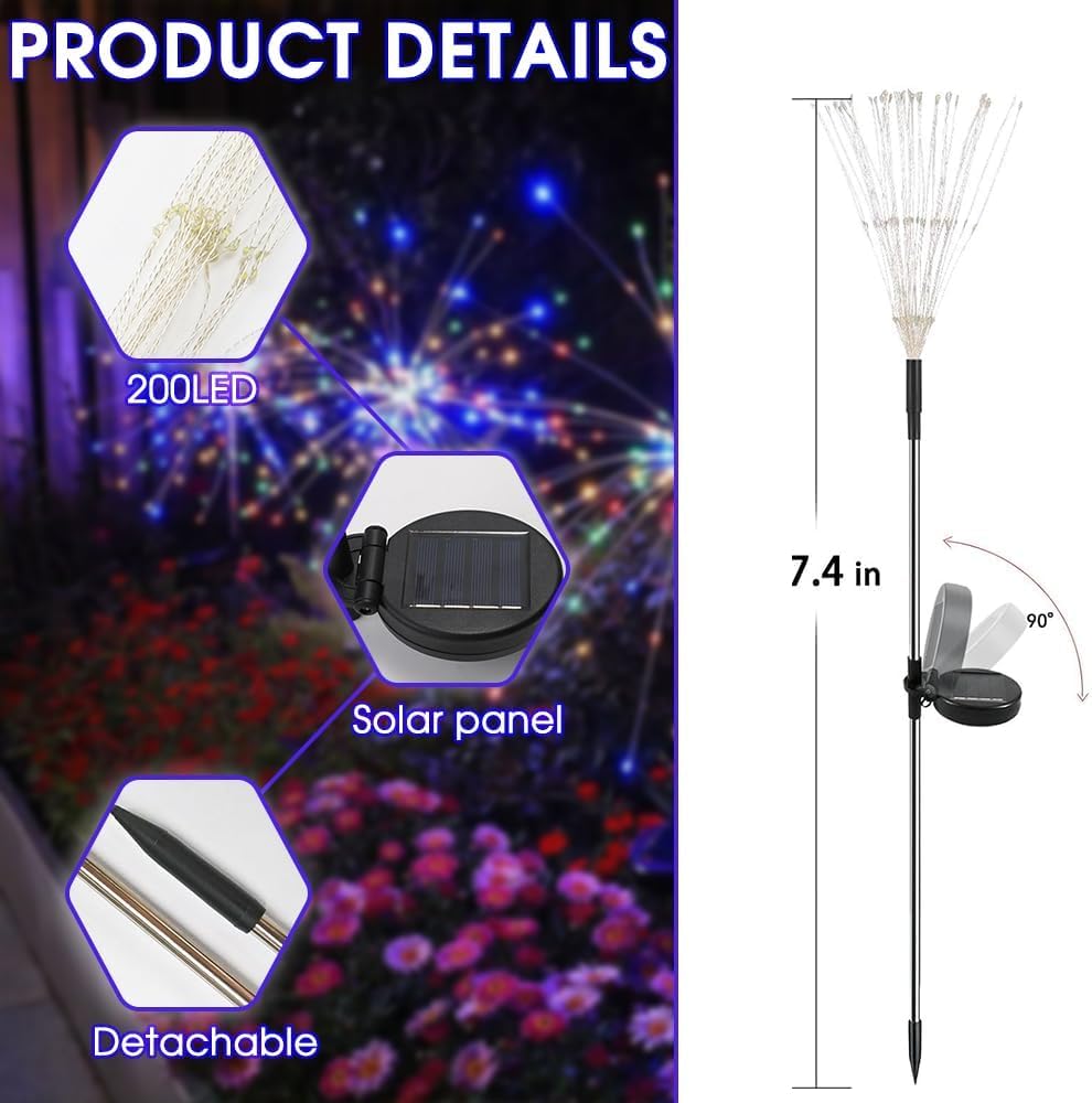 hpufkot solar garden lights outdoor,waterproof garden, 2pc 200, package contents