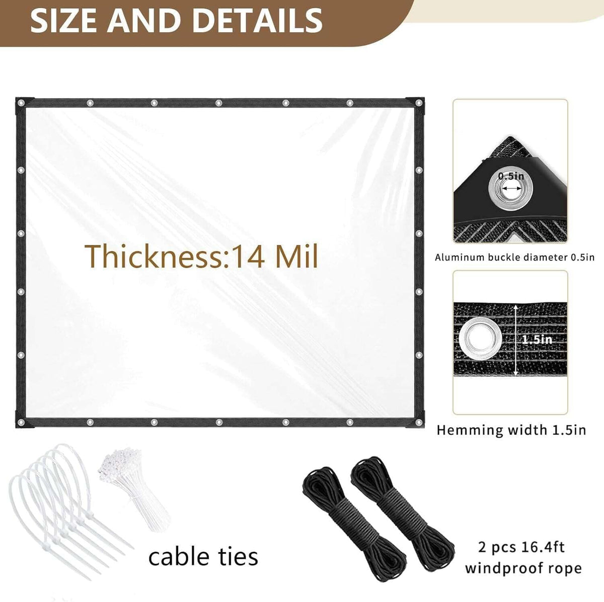 clear tarps heavy duty waterproof 7x14ft clear tarp, side view