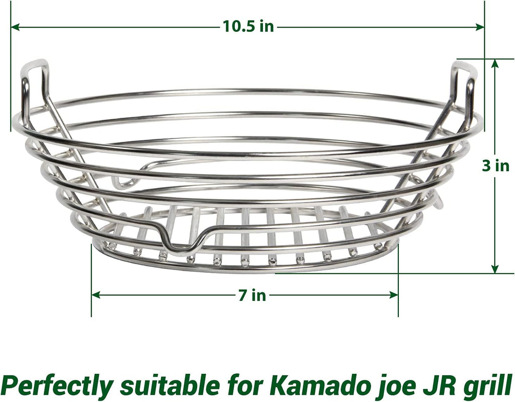 Vankey Charcoal Basket for Kamado Joe JR，Heavy Duty Stainless Steel Charcoal Ash Basket fit Minimax Big Size Green Egg and Other Smoker Grill
