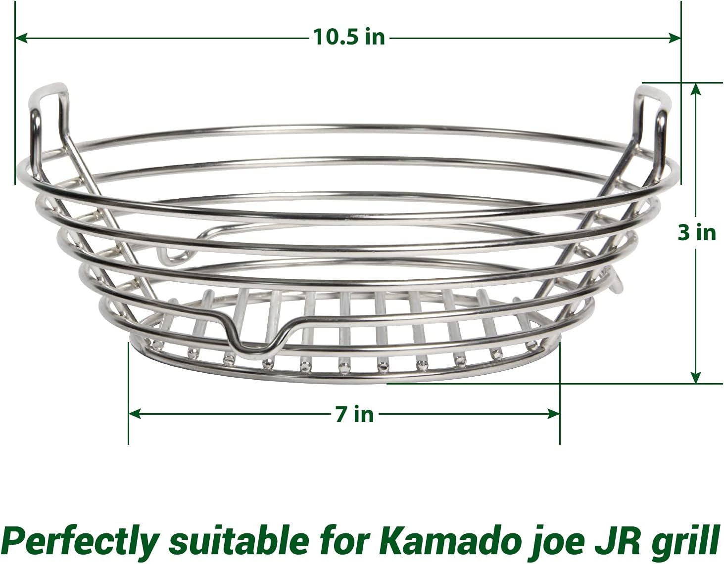 Vankey Charcoal Basket for Kamado Joe JR，Heavy Duty Stainless Steel Charcoal Ash Basket fit Minimax Big Size Green Egg and Other Smoker Grill