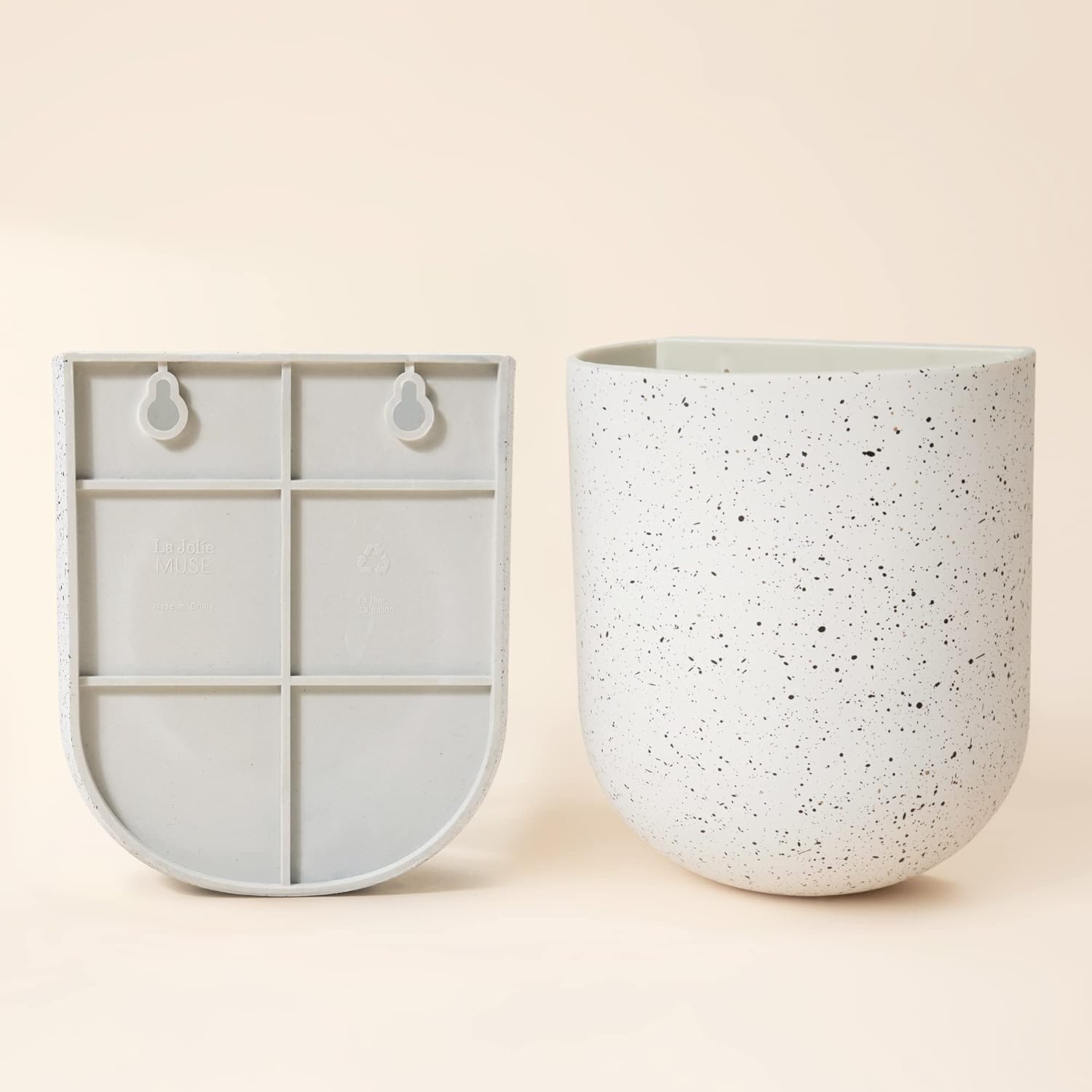 LA Jolie Muse Wall Hanging Planters for Indoor Plants，Hanging Flower Pots for Air Plants Succulent, Set of 2, 5.7L*4.1W*7H, Speckled White | Wall Hanging Planters, Decorative Wall Planters for Air Plants, Succulents, Hanging Flower Pots, 5.7*L4.1W*7H