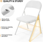 VINGLI 10 Pack Folding Chairs with Padded Seats, Metal Frame with Pu Leather Seat & Back, Capacity 350 lbs, White