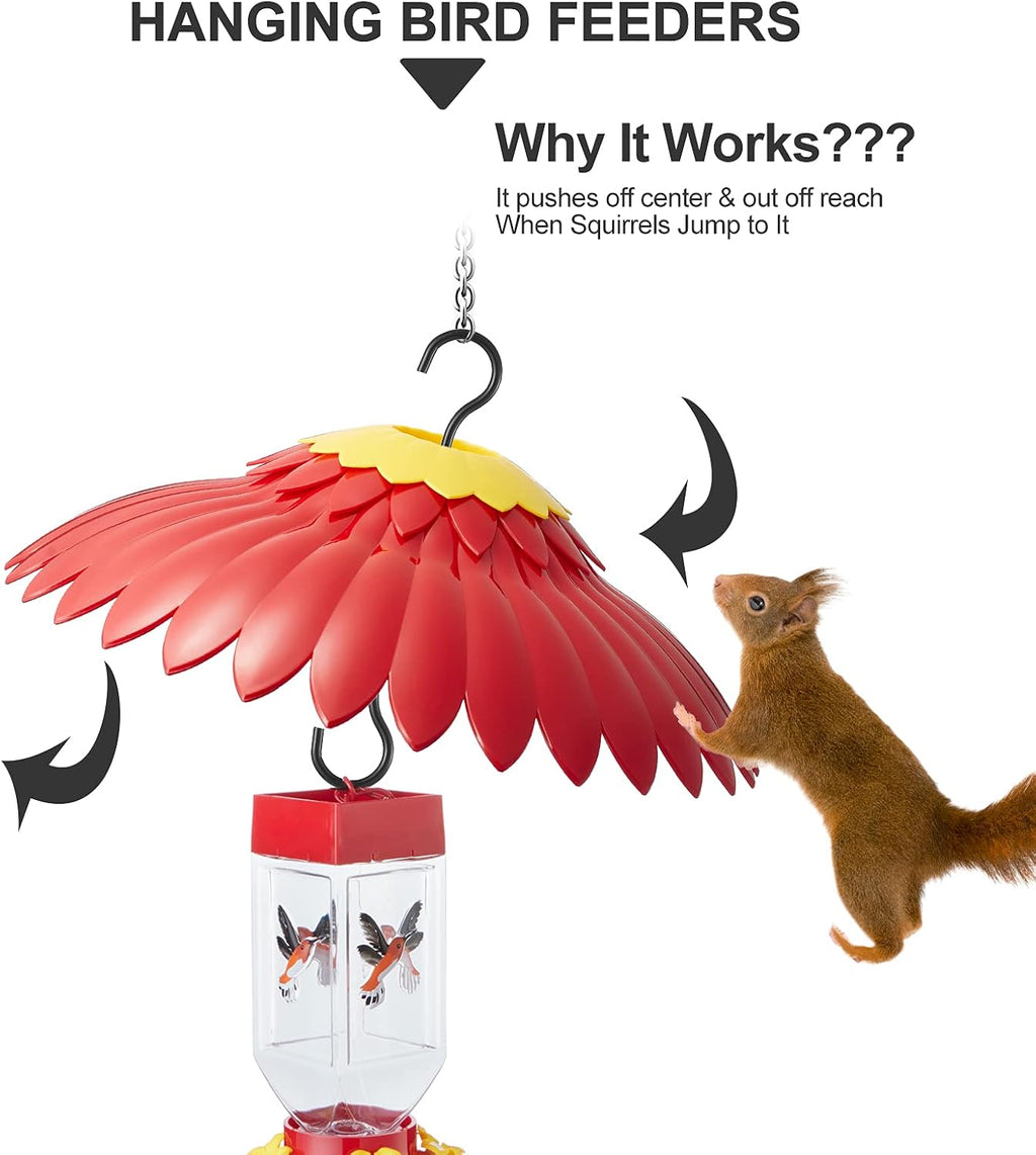 Beserie Squirrel Baffle Hummingbird Feeder Shade Cover Dome Shield Hang from Bird Feeders for Outdoors Squirrel Proof Protect Feed Red Yellow Attract Hummingbirds Moat Proof-14inch(Red)