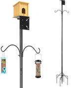 79 Inch Adjustable Bird House Pole | Heavy Duty Bird Feeder Pole for Outdoors | Bird Feeder Stand with Mounting Bracket and Shepherd's Hooks | Mounting Pole for Smart Bird Feeder