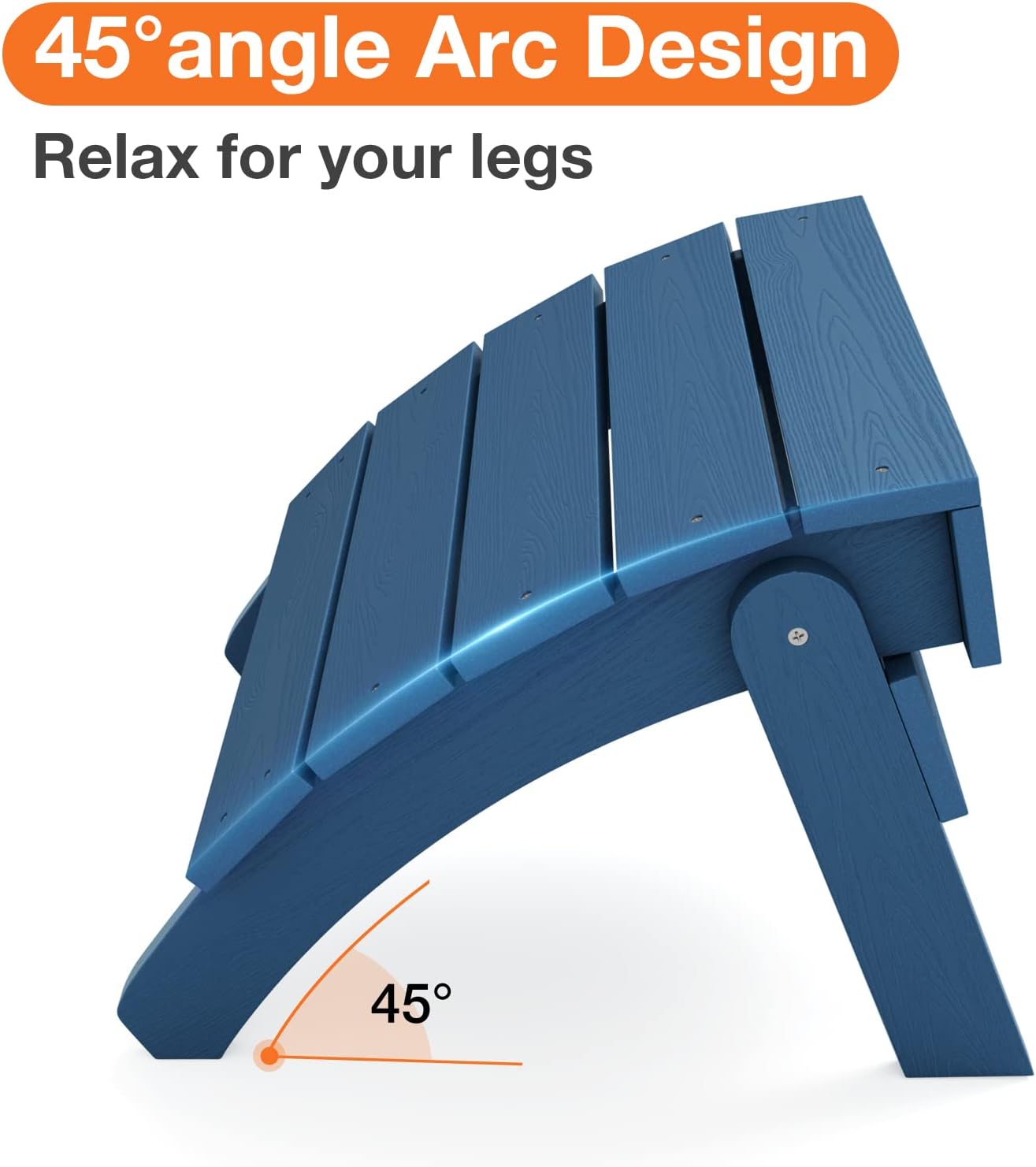 YEFU Folding Adirondack Ottoman Outdoor Set of 2, Navy Blue | Fade and Rust Resistant Footstool for Adirondack Chair, All-Weather Foot Rest for Outside Patio Garden Lawn Pool Backyard