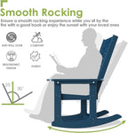 GREENVINES Outdoor Rocking Chairs | Porch Rocker | HDPE Plastic | Blue | Oversized Rockers | High Back | Big & Tall | Ladder Back | for Patio Outside Backyard Balcony Garden