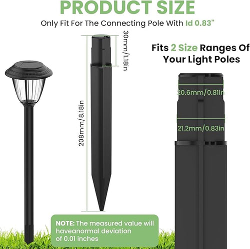 15 Pcs 8.25 Inch ABS Plastic Ground Spikes for Solar Torch Lights, Black Replacement Stakes for Garden Pathway Markers