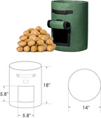 Delxo 10 Pack 10 Gallon Potato Grow Bags,Grow Bags for Vegetable with Window, Double Layer Premium Breathable Nonwoven Cloth for Potato/Plant Container/Aeration Fabric Pots with Handles in Green
