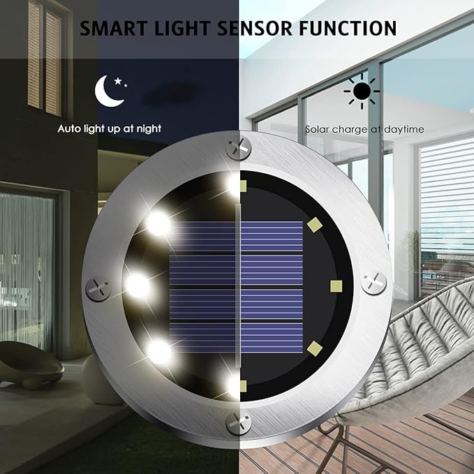 Solar Ground Lights 16 Packs, Garden Solar Outdoor Waterproof Pathway Bright In-Ground Landscape Lights for Patio, Lawn, Yard, Driveway, Step and Walkway White Light