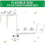 Window Box Brackets, Adjustable Planter Box Brackets, Heavy Duty Iron Flower Box Brackets for Railings, with Enhanced Bottom Support - Perfect for Balconies, Fences, and Gardens (White, 6 Pack)