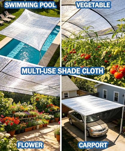 85% aluminet shade cloth with grommets, reflective shade, front angle view