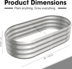 4x2x1ft Oval Galvanized Raised Garden Bed Outdoor 9-in-1 Large Metal Modular Planter Box Raised Beds for Gardening,Vegetables,Fruits,Flowers & Herbs (Silver)