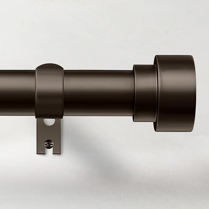 Curtain Rods for Windows 66 to 120, 1 Inch Adjustable Heavy Duty Long Window Outdoor Curtain Rod for Patio, Drapery Rods with Simple End Caps, Size 32"-120", Antique Bronze