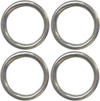 2.5" Metal O-Ring, 4 Pack 304 Seamless Welding Stainless Steel Rings Heavy Duty Smooth Solid Multi-Purpose Big Ring for for Crafts, 8mm x 50mm