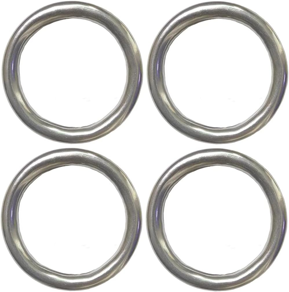 2.5" Metal O-Ring, 4 Pack 304 Seamless Welding Stainless Steel Rings Heavy Duty Smooth Solid Multi-Purpose Big Ring for for Crafts, 8mm x 50mm