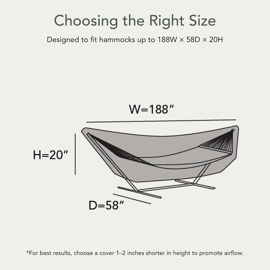 Covermates Elite Hammock Cover, Polyester, 188W x 58D x 20H, Charcoal