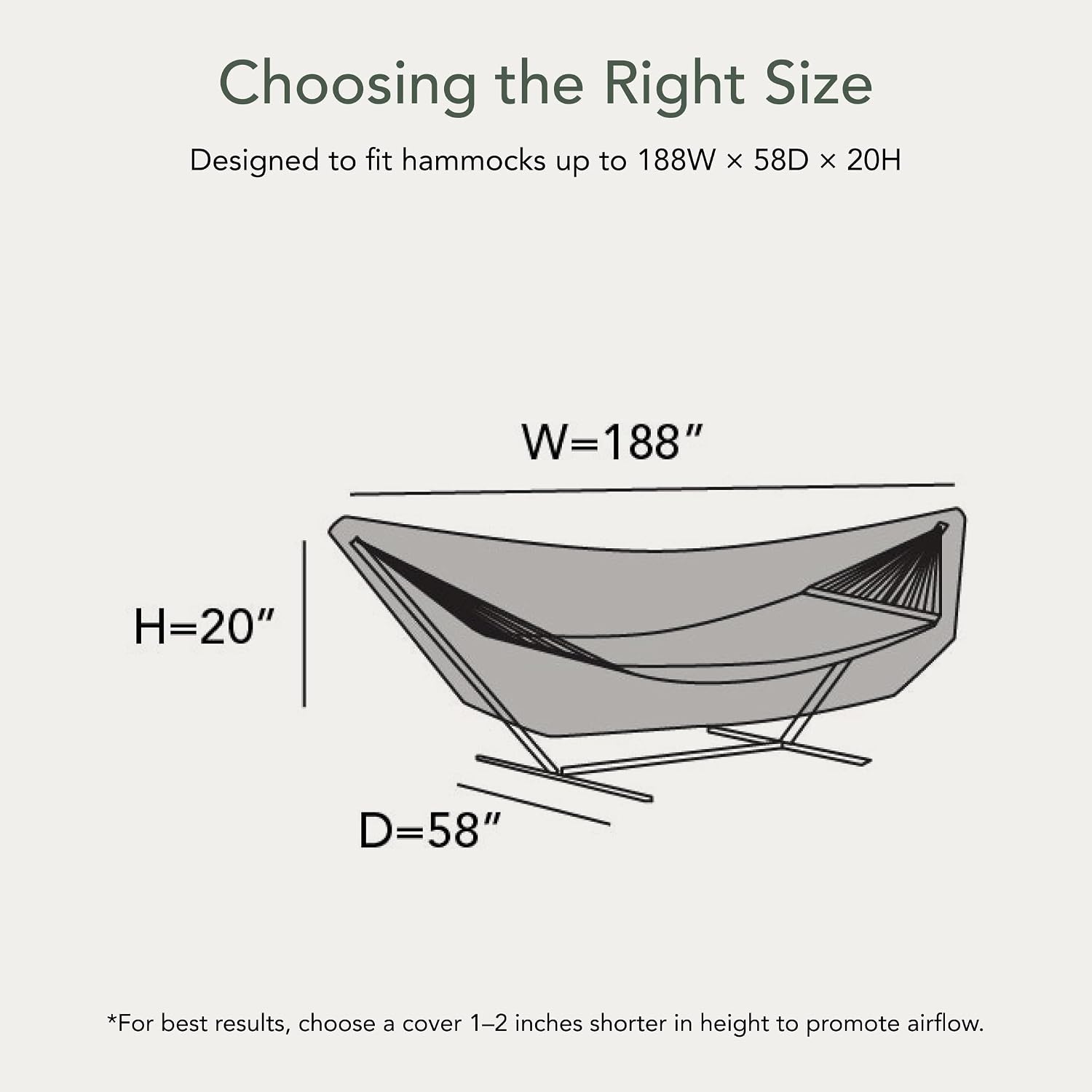Covermates Elite Hammock Cover, Polyester, 188W x 58D x 20H, Charcoal
