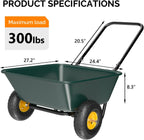 vingli 2 wheel wheelbarrow, plastic and steel wheel, front angle view