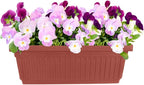 The HC Companies 18 Inch Venetian Rectangular Window Planter Box - Lightweight Plastic Indoor Outdoor Plant Pot with Drainage for Windowsill, Herbs, Flowers, Clay (Pack of 2)