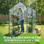 sweetcrispy 56"x56"x77" outdoor greenhouse, with 2 tier 8, close-up detail