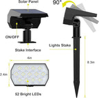 Solar Spot Lights Outdoor Waterproof IP65, [6 Pack/52 LED] 2-in-1 Solar Landscaping Spotlights, 3 Lighting Modes Solar Powered Garden Flood Light for Patio Pathway Driveway Yard Pool (Cool White)