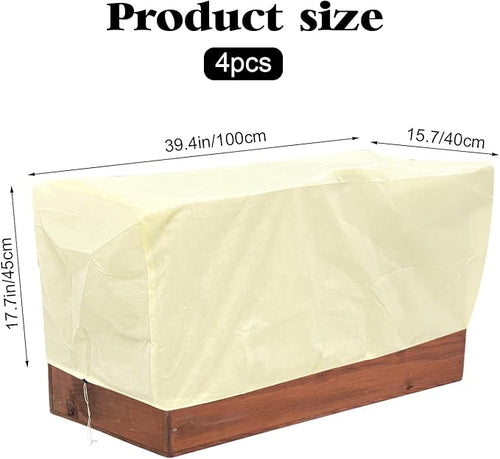 4 Pcs Rectangular Planter Box Cover Freeze Protection, Flower Box Covers Winter Frost Blanket with Drawstring for Outdoor Plants Balcony Windowsill Raised Beds(39.3x17.7x15.7 Inch)