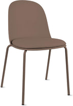 2xhome Parent Modern Stackable Armless Dining Chair | Plastic Shell Seat with Metal Legs | Indoor or Outdoor Use | Home Kitchen Patio (2, Brown, Padded Seat)