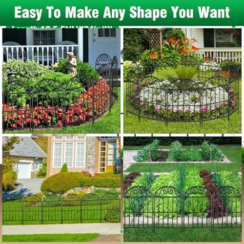 adavin 24in collapsible garden fence border, 20 panels showing dimensions