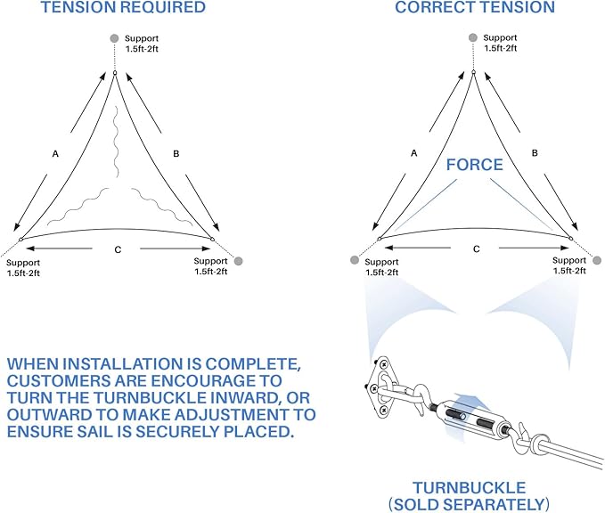 E&K Sunrise 12' x 12' x 12' Sun Shade Sail Triangle Canopy Shade Cover UV Block for Patio Backyard Garden Outdoor (Beige White Strip)