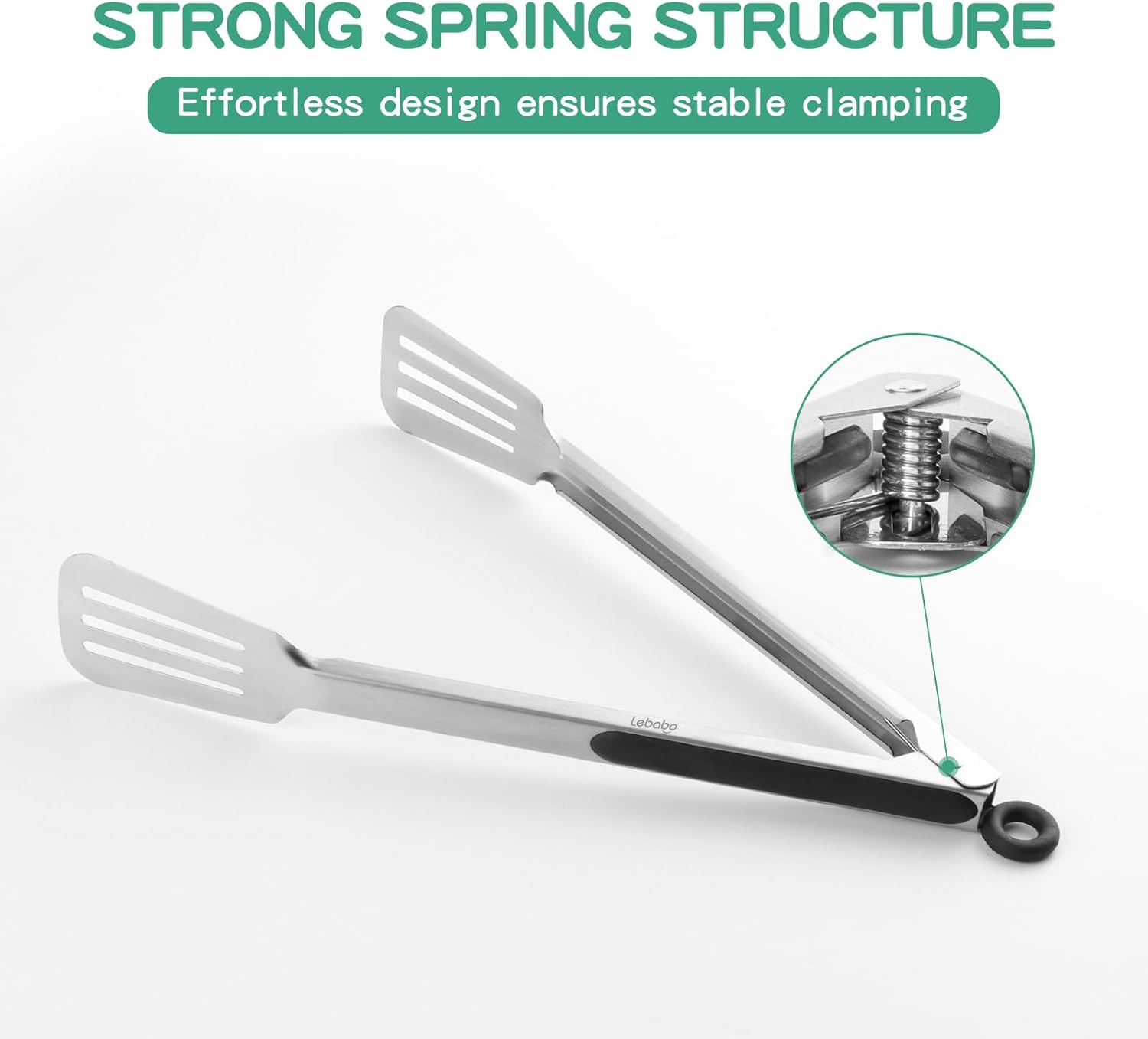 Tongs for Cooking, Set of 2 Metal Spatula Tongs for Grilling, Black | 9 inch & 12 inch, Flat Spatula Head, Comfortable Handle, Strong Grip, Easy Pull Lock, Flipping Utensil