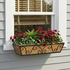 Y&M 24 Inch Window Deck with Coco Liner, Fence Metal Hanging Flower Planter Window Basket Deck Railing Planter Boxes for Outdoor Garden Lawn-Butterfly, 6pcs