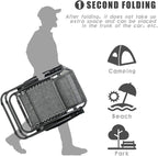 FDW Set of 2 Lawn Outdoor Deck Camping Folding Patio Beach Anti Recliner Pool Chair with Pillow and Cup Holder, Grey