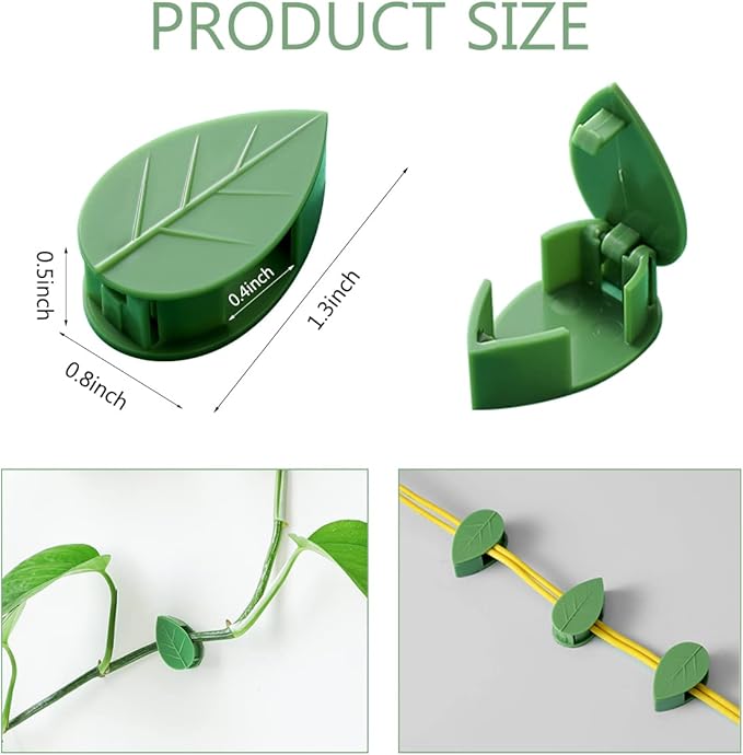 40 Pcs Plant Climbing Wall Fixture Clips Self-Adhesive Hook Vines Traction Clips Invisible Holder Garden Green Leaf Simulation Self-Adhesive Hook Wire Fixing Supporting