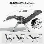 Zero Gravity Chair, Portable Outdoor Chair, Reclining Patio Lounge Chair with Adjustable Pillow and Cup Holder Trays for Outdoor, Patio, Beach, Camping, Garden, Poolside, Gray