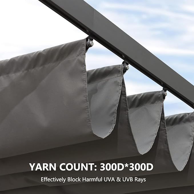 Pergola Shade Cover Replacement Canopy Top Compatible with 10 X 12 ft 6-Bar Pergola Frames - Gray (Canopy Size 116" W x 120" L, Canopy Top Only)
