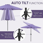 Tempera Patio Market Outdoor Table Umbrella with Auto Tilt and Crank, Large Sun Umbrella with Sturdy Pole & Fade Resistant Canopy, Easy to Set