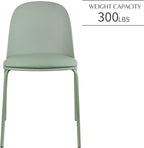 2xhome Modern Stackable Armless Dining Chair | Plastic Shell Seat with Metal Legs | Indoor or Outdoor Use | Home Kitchen Patio (2, Green, Padded Seat)