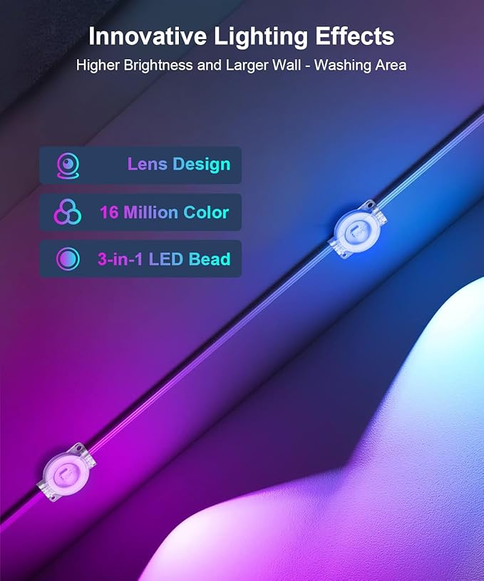 Fussion Permanent Outdoor Lights for House, 150ft RGB Halloween House Lights Outdoor with APP Remote Control, IP67 Waterproof Smart Eternity Eaves Lighting for Christmas, Holiday, Party, Daily
