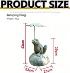 Artificial Stone Frog Water Spitter Animal Pond Fountains Includes Water Pump Outdoor Water Feature Statue Ponds Water Garden Decor(Jumping Frog)